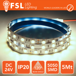 Striscia LED 5m IP20 5050 24V - 12W/m 60led/m...